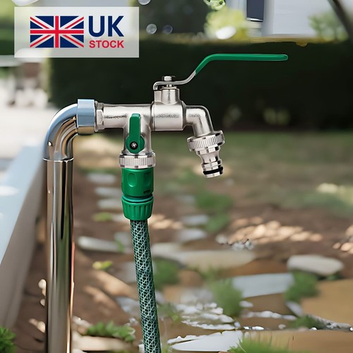 Double garden tap with 2 - double,