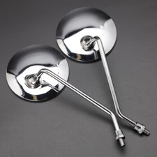 2x Universal 10mm Motorcycle Rearview Side Wing Mirrors Motorbike Chrome Round