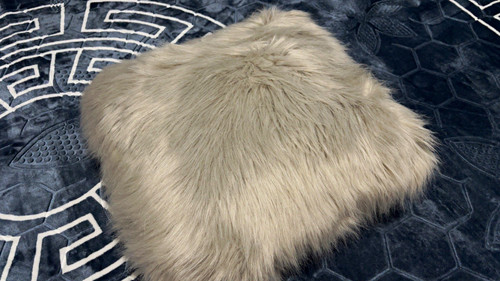 Grey faux fur square - faux, cushion