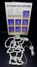 Vintage Santa Clause Silhouette Christmas Xmas Lights Retro Window Display 90s!