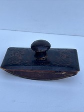 Antique Leather Desk Blotter Wood Ink Tooled Rocker .