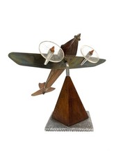 Rare antiqu Art Deco Office starting wooden Airplane Antique Aviation Sculpture 