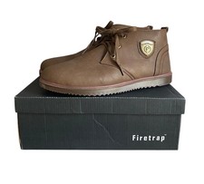 Firetrap Lumid Ankle Boots Mens UK 8 Lace Up Smart Casual Brown London Boxed