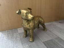 Staffordshire Bull Terrier Vintage Solid Brass Statue