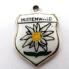 MITTENWALD Germany  vintage silver and enamel souvenir town place travel charm