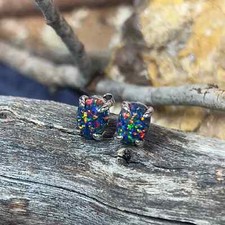 Black Opal Earrings - Solid