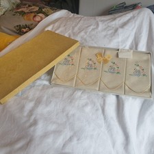Vtg 50s Set 4 Swan Napkins