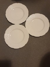 3 x Rare RAYNAUD LIMOGES White Basketweave design salad/dessert plates