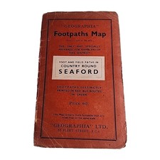 Geographia Footpaths Map Ramblers Seaford Vintage Folding Map