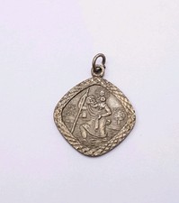Sterling 925 Silver St. Christopher Pendant Charm. Religious Travellers Talisman