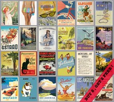 Vintage Travel Posters - Retro Tourism Prints - A4 A3  - Home Wall Art Decor