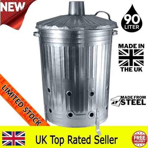Large 90l incinerator fire bin - large,