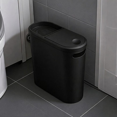 Narrow plastic waste bin - plastic, with