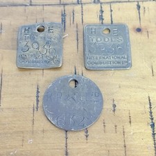 3x Antique Vintage Colliery Token or Tool Check Tag Mining Memorabilia Rare Bras