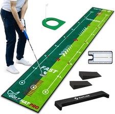 Saplize Two-Speed Golf Practice Mat with Alignment Mirror 20 in X 10 ft