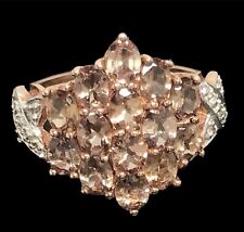 9ct rose gold colour change garnet ring, UK size L 1/2, cluster, ex condition.