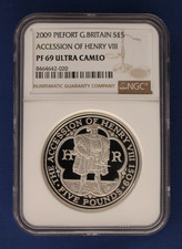 2009 Silver Piedfort Proof £5 coin "King Henry VIII" NGC PF69 with Case & COA
