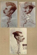 Military caricatures. Three 1897 photographs of Marcel Pic caricatures.