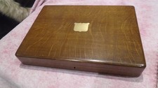 ANTIQUE OAK  WOOD CANTEEN OF CUTLERY BOX   STORAGE  DISPLAY  WALKER & HALL LABEL