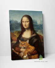 FUNNY MONA LISA & CAT Canvas