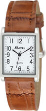 Ravel Mens Ladies Unisex Fashion Classic Rectangular Tan Strap Fashion Watch New