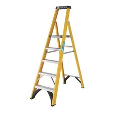 Zarges Platform Step Ladder 1.78m 5 Step Yellow Fibreglass Anti Slip Flat Treads