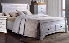 Kingsize Sleigh Bed With Two Drawers At The Footend - Solid Wood - Lobella
