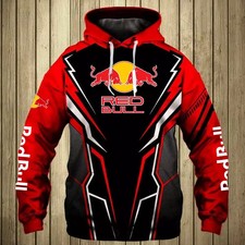 Red Bull Style 3D Printed Men’s Hoodie for Outdoor Sports