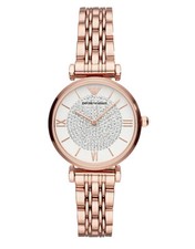NEW Genuine EMPORIO ARMANI Crystals 32mm Rose Gold Womens Dress Watch AR11244
