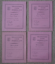 The Kingfisher Junior Swimming Club Swimming certificates (4) 1962