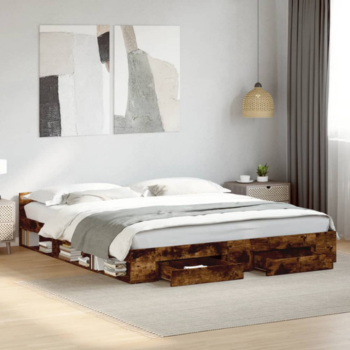 Bed frame smoked - smoked, oak