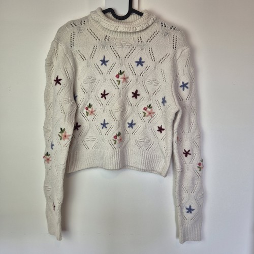 Zara floral knit cream sweater - cream,