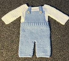 CROCHET BABY / REBORN DUNGAREES / ROMPER & JUMPER - TINY / PREM BABY - HANDMADE