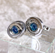 Alfred Dunhill Cufflinks Gyro Blue Gem Topaz Silver