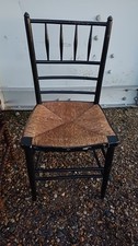 Antique Arts & Crafts Morris & Company Style Sussex Dining Chair With Rush Seat