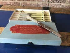 LUCITE Ivorine Handles BOXED Forks Knives Harrison FISHER Art Deco Era 25 Items