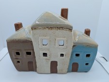 Ceramic Blue Cream Brown House
