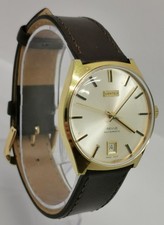 Vtg 1960s Vertex Revue Automatic Date Minimalist Gold Plated 34mm Gents Watch