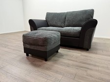 Harry Fabric 2 Seater Sofa & Footstool – Charcoal
