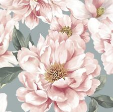 Large Flowers Design Library Wallpaper Pink & Blue 283753 Dimension Floral Leaf