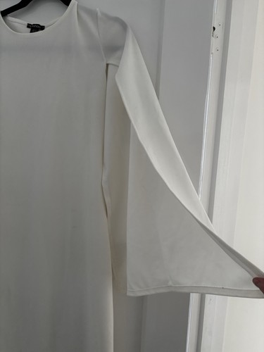 Cream white cape sleeve dress - sleeve,