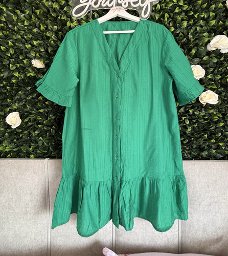 Shein green smock dress short - shein,