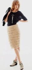H&M Flapper Ruffle Fringe Skirt Sz EUR 32 Fit XXS XS 6 8 Nude Beige Rare