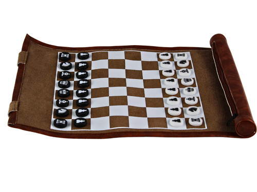 Brown travel roll chess - brown, set