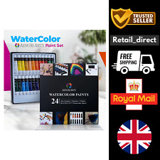 AEM HI ARTS Watercolor Paint Set – 24 Colors, Brushes, Palette & Paper – Artist
