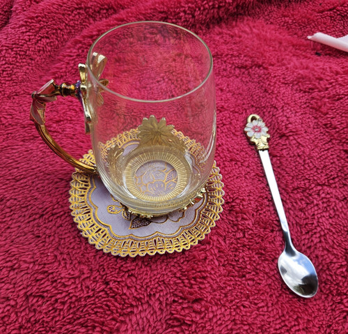 Floral enamel glass tea mug - floral,