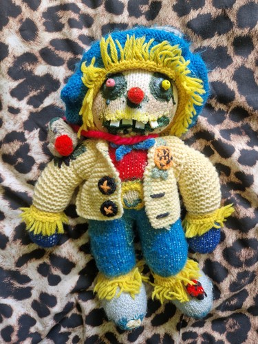 Ooak knitted scarecrow clown - knitted,