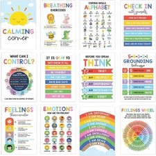 12X Calming Corner Posters Kids Feelings Wheel Chart Emotions Poster Sensory