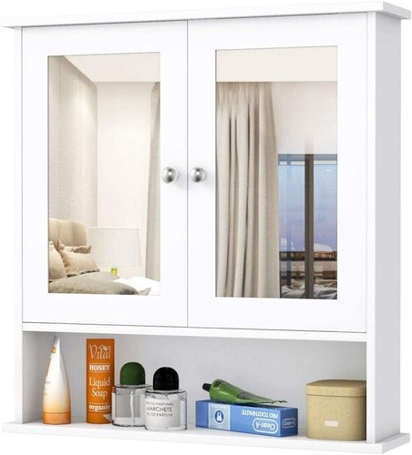 White wooden mirror door - white,