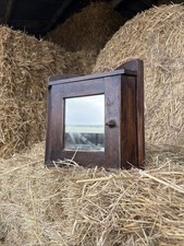 Antique Victorian Oak Mahogany Triangular Corner Wall Cupboard Cabinet Mirror
